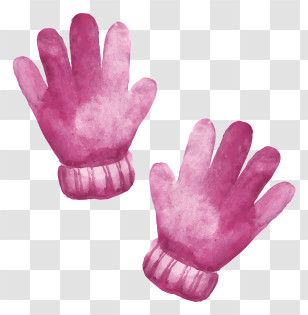 Pink Watercolor Gloves - Pink Winter Gloves Illustration Transparent PNG