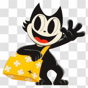 Felix The Cat - Cartoon Cat With Yellow Bag Transparent PNG