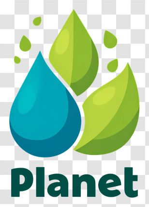 Planet Logo - Planet Water Drop And Leaves Logo Transparent PNG