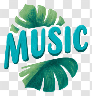 Music Logo - Music Tropical Leaf Lettering Transparent PNG