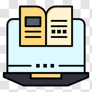 Modern Education Icon - Laptop With Open Book Transparent PNG