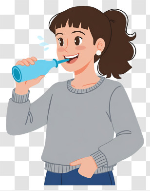 Woman Drinking Water - Girl Drinking From A Bottle Transparent PNG