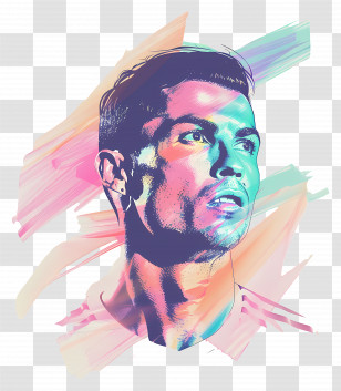 Cristiano Ronaldo - Colorful Portrait Illustration Transparent PNG