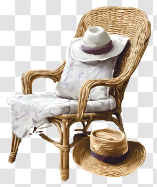 Summer Is Coming - Wicker Chair With Hat Transparent PNG