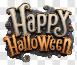 Happy Halloween Text - Ornate Happy Halloween Text Transparent PNG