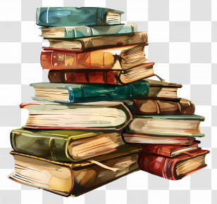 Book Pile - Vintage Stack Of Books Transparent PNG
