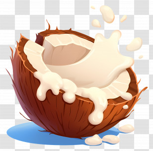 Coconut Milk Splash - Refreshing Coconut With Splash Transparent PNG