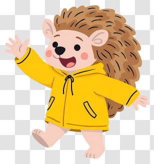 Cartoon Hedgehog - Hedgehog In Yellow Coat Cartoon Illustration Transparent PNG