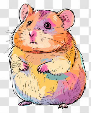 Hamster - Colorful Cartoon Hamster Illustration Transparent PNG
