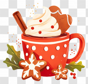 National Cocoa Day - Festive Hot Chocolate With Whipped Cream And Cookies Transparent PNG