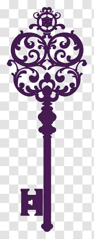 Key - Purple Ornate Key With Intricate Design Transparent PNG