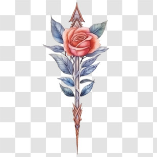 Watercolor Arrow
 - Delicate Red Rose And Arrow Watercolor Design Transparent PNG