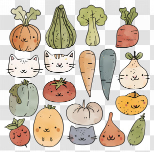 Kawaii Vegetables - Cute Cartoon Fruits And Vegetables Illustration Transparent PNG