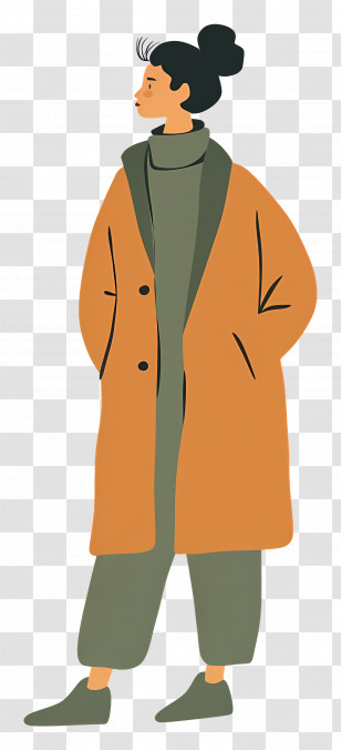 Woman In Coat - Stylish Woman In Winter Coat Illustration Transparent PNG