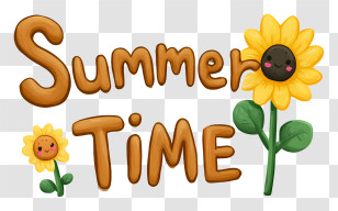 Summer Logo Word - Summer Time Sunflower Transparent PNG