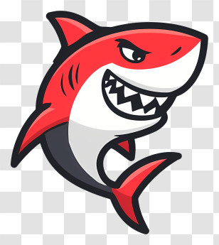Shark Logo - Red Cartoon Shark With A Smile Transparent PNG