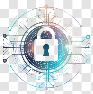 Cyber Security - Digital Padlock With High-Tech Circuit Design Transparent PNG