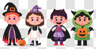 Halloween Kids - Kids Dressed In Halloween Costumes Transparent PNG