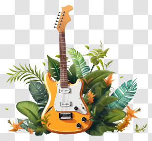 Electric Guitar - Yellow Electric Guitar With Nature Background Transparent PNG