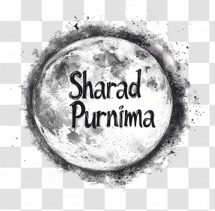 Sharad Purnima - Black And White Moon For Sharad Purnima Transparent PNG