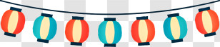 Cartoon - String Lights With Colorful Paper Lanterns Decoration Transparent PNG