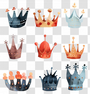 Crown - Set Of Colorful Crowns Transparent PNG