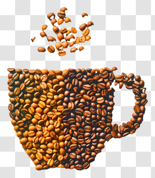Coffee Beans Cup - Cup Made Of Coffee Beans With Creative Art Transparent PNG