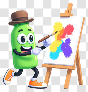 Fun Cartoon Bottle - Paint Tube Painting On Easel Transparent PNG