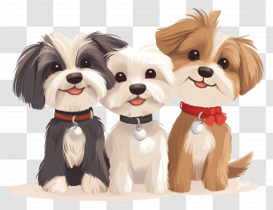 Cute Small Dogs - Three Adorable Puppies With Collars Transparent PNG
