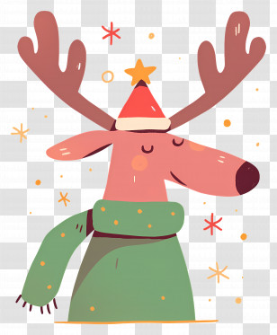 Christmas Deer - Reindeer Cartoon In Holiday Decor Transparent PNG