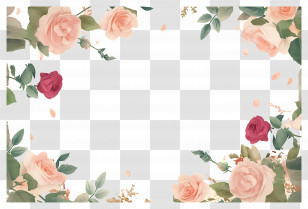 Wedding Background - Elegant Frame With Pink And Red Roses Transparent PNG