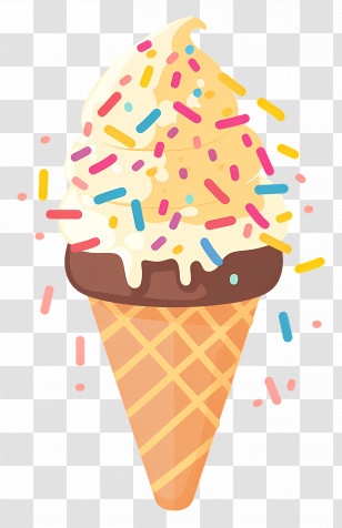 Ice Cream With Sprinkles - Ice Cream Cone With Colorful Sprinkles Transparent PNG