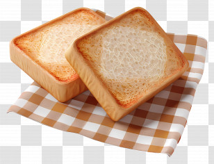 Whole Wheat Bread - Crispy Toasted Bread Slices On A Tablecloth Transparent PNG