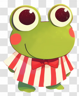 Keroppi - Adorable Cartoon Frog Illustration With Stripes Transparent PNG