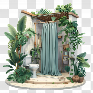 Outdoor Shower - Tropical Bathroom With Plants Transparent PNG