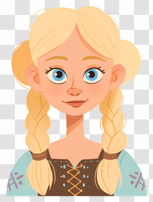 Blonde Girl With Braids - Blonde Girl With Braids Illustration Transparent PNG