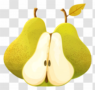 Watercolor Pear Fruit - Green Pears With Leaf Transparent PNG