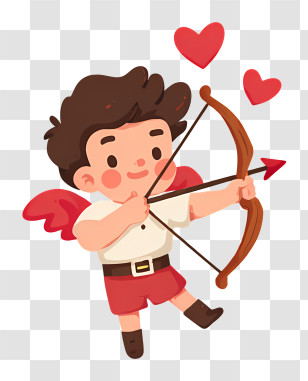 Cupid Shooting Arrow - Cupid With Bow And Hearts Transparent PNG