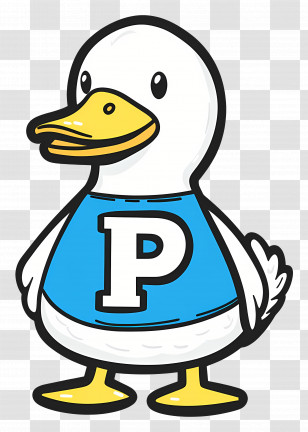 Cute Duck - Cartoon Duck With Letter P Transparent PNG