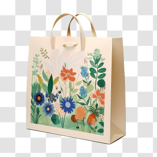 Eco Paper Bag - Floral Design Paper Bag Transparent PNG