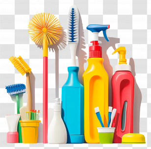 Spring Cleaning - Colorful Cleaning Supplies Collection Transparent PNG