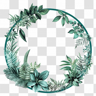 Green Circle Frame - Green Floral Circular Frame Transparent PNG