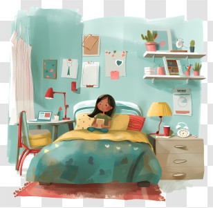 Bed Room - Relaxing In A Cozy Room Setting Transparent PNG