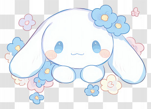 Cinnamoroll - Charming White Bunny With Flowers Transparent PNG