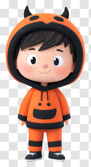 Boy In Halloween Costume - Child In Orange Devil Costume Transparent PNG