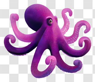 Purple Elements - Purple Octopus Cartoon Illustration Transparent PNG