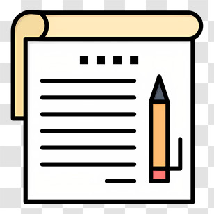 Modern Education Icon - Paper And Pencil In Flat Cartoon Style Transparent PNG