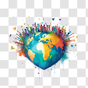 World Humanitarian Day - Heart Shaped Globe With People Transparent PNG