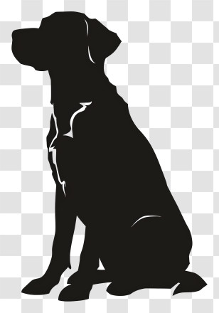 Dog Silhouette - Black Silhouette Of A Sitting Dog Transparent PNG