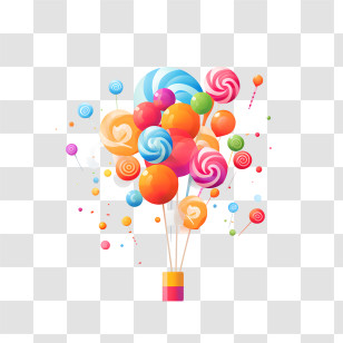 Candy Day - Colorful Lollipops In A Bunch Illustration Transparent PNG